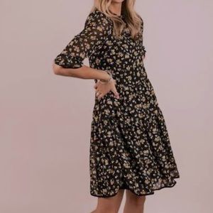 NWT Roolee | Black Floral Ruffle Dress | XXL